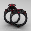 Art-Masters-Caravagio-14K-Black-Gold-1-Carat-Rubies-Engagement-Ring-Wedding-Band-Set-R623S-14KBGR-F
