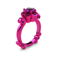 Art Masters Caravaggio 14K Fuchsia Pink Gold 1.0 Ct Amethyst Engagement Ring R606-14KFPGAM