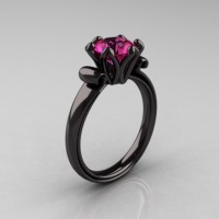 Antique 14K Black Gold 1.5 CT Pink Sapphire Engagement Ring AR127-14KBGPS