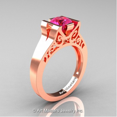 Art-Masters-Modern-Classic-14K-Rose-Gold-1-Ct-Pink-Sapphire-Engagement-Ring-R36N-14KRGPS-P-402×402