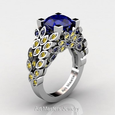 Art-Masters-Nature-Inspired-14K-White-Gold-3-Ct-Blue-Yellow-Sapphire-Engagement-Ring-Wedding-Ring-R299-14KWGYSBS-P-402×402