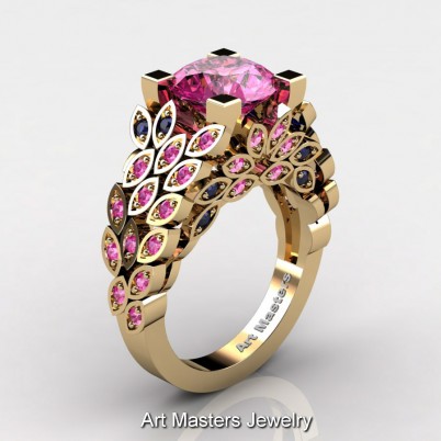 Art-Masters-Nature-Inspired-14K-Yellow-Gold-3-Ct-Pink-Blue-Sapphire-Engagement-Ring-Wedding-Ring-R299-14KYGPBS-P-402×402