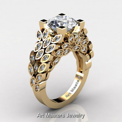 Art-Masters-Nature-Inspired-14K-Yellow-Gold-3-Ct-White-Sapphire-Diamond-Engagement-Ring-Wedding-Ring-R299-14KYGDWS-P-402×402