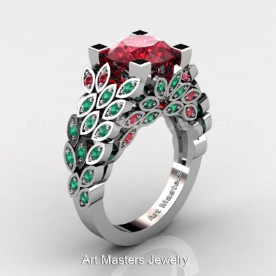 Art-Masters-Renoir-14K-White-Gold-3-Ct-Rubies-Emerald-Engagement-Ring-Wedding-Ring-R299-14KWGEMR-P-402×402