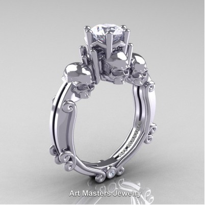 Art-Masters-Trinity-Skull-14K-White-Gold-1-Carat-Diamond-Engagement-Ring-R513-14KWGD-P-402×402