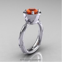 Art Masters Venetian 14K White Gold 1.0 Ct Orange Sapphire Engagement Ring R475-14KWGOS