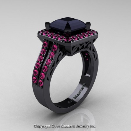 Art_Deco_14K_Black_Gold_3_0_Ct_Royal_Emerald_Cut_Black_Diamond_Pink_Sapphire_Engagement_Ring_Wedding_Ring_R262_14KBGPSBD_P_jpg-100765-500×500