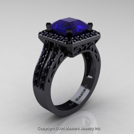 Art_Deco_14K_Black_Gold_3_0_Ct_Royal_Emerald_Cut_Blue_Sapphire_Black_Diamond_Engagement_Ring_Wedding_Ring_R262_14KBGBDBS_P_jpg-100752-500×500
