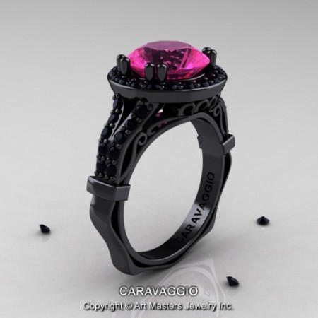 Caravaggio_14K_Black_Gold_3_Carat_Pink_Sapphire_Black_Diamond_Engagement_Ring_Wedding_Ring_R620_14KBGBDPS_P_jpg-100683-500×500