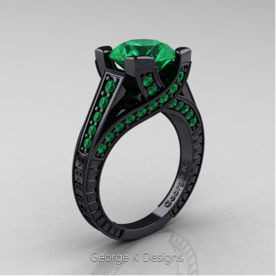 Classic-14K-Black-Gold-3-Ct-Emerald-Engraved-Solitaire-Engagement-Ring-R364P-14KBGEM-P-402×402