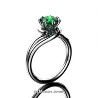 Classic 14K White Gold 1.0 Ct Emerald Designer Solitaire Ring R559-14KWGEM