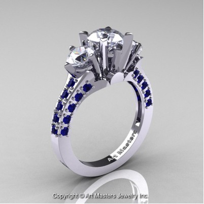 Classic-French-14K-White-Gold-Three-Stone-2-Ct-CZ-Blue-Sapphire-Solitaire-Wedding-Ring-R421-14KWGBSCZ-P-402×402