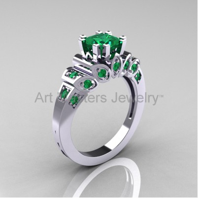 Classic-French-White-Gold-1-CT-Princess-Emerald-Engagement-Ring-R216P-WGEM-P-402×402