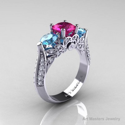 Classic-White-Gold-Three-Stone-Pink-Sapphire-Blue-Topaz-Diamond-Solitaire-Engagement-Ring-R200-WGDBTPS-P-402×402