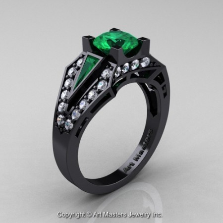 Classic_Edwardian_14K_Black_Gold_1_0_Ct_Emerald_Diamond_Engagement_Ring_R285_14KBGDEM_P_jpg-100957-500×500