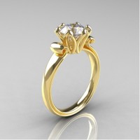 Antique 14K Yellow Gold 1.5 CT Cubic Zirconia Engagement Ring AR127-14KYGCZ