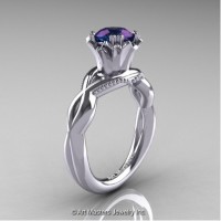 Faegheh Modern Classic 14K White Gold 1.0 Ct Russian Alexandrite Solitaire Engagement Ring R290-14KWGAL