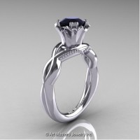 Faegheh Modern Classic 14K White Gold 1.0 Ct Black Diamond Solitaire Engagement Ring R290-14KWGBD