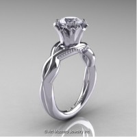 Faegheh Modern Classic 14K White Gold 1.0 Ct White Sapphire Solitaire Engagement Ring R290-14KWGWS