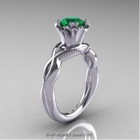 Faegheh Modern Classic 14K White Gold 1.0 Ct Emerald Solitaire Engagement Ring R290-14KWGEM