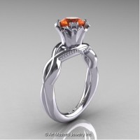 Faegheh Modern Classic 14K White Gold 1.0 Ct Orange Sapphire Solitaire Engagement Ring R290-14KWGOS