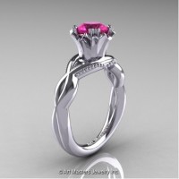 Faegheh Modern Classic 14K White Gold 1.0 Ct Pink Sapphire Solitaire Engagement Ring R290-14KWGPS
