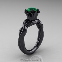 Modern Classic 14K Black Gold 1.0 Ct Emerald Faegheh Engagement Ring R290-14KBGEM