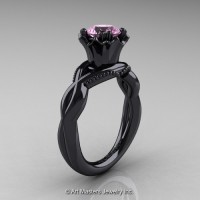 Modern Classic 14K Black Gold 1.0 Ct Light Pink Sapphire Faegheh Engagement Ring R290-14KBGLPS