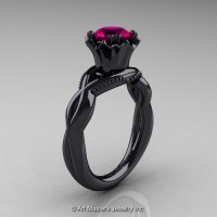 Modern Classic 14K Black Gold 1.0 Ct Rose Ruby Faegheh Engagement Ring R290-14KBGRR