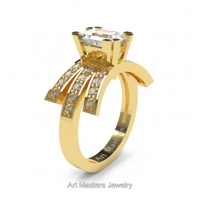 Modern-Victorian-14K-Yellow-Gold-1-Ct-Emerald-Cut-White-Sapphire-Diamond-Engagement-Ring-R344-14KYGDWS-P-402×402