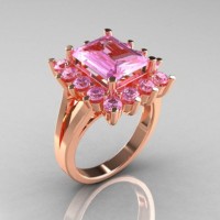 Modern Victorian 14K Rose Gold 4.0 CT Light Pink Sapphire Engagement Ring R217-14KRGLPS