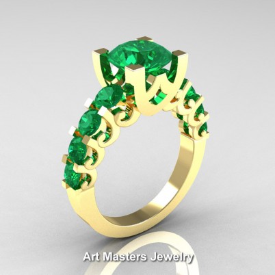 Modern-Vintage-14K-Yellow-Gold-3-Carat-Emerald-Engagement-Ring-R142-14KYGEM-P-402×402