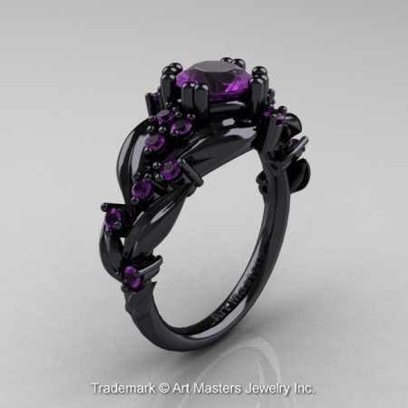 Nature-Classic-14K-Black-Gold-1-0-Ct-Amethyst-Leaf-and-Vine-Engagement-Ring-R340-14KBGAM-P-700×700