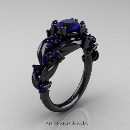 Nature-Classic-14K-Black-Gold-1-0-Ct-Blue-Sapphire-Leaf-and-Vine-Engagement-Ring-R340-14KBGBS-P-700×700