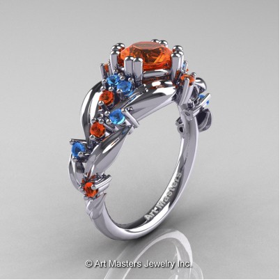 Nature-Classic-14K-White-Gold-1-0-Ct-Orange-Sapphire-Blue-Topaz-Leaf-and-Vine-Engagement-Ring-R340-14KWGBTOS-P-402×402