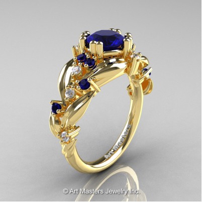 Nature-Classic-14K-Yellow-Gold-1-0-Ct-Blue-Sapphire-Diamond-Leaf-and-Vine-Engagement-Ring-R340-14KYGDBS-P-402×402