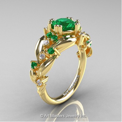 Nature-Classic-14K-Yellow-Gold-1-0-Ct-Emerald-Diamond-Leaf-and-Vine-Engagement-Ring-R340-14KYGDEM-P-402×402