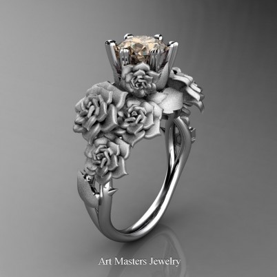 Nature-Inspired-14K-White-Gold-1-0-Ct-Champagne-Diamond-Rose-Bouquet-Leaf-and-Vine-Engagement-Ring-R427-14KWGSCHD-P-402×402