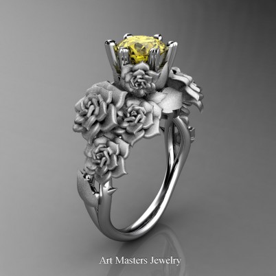 Nature-Inspired-14K-White-Gold-1-0-Ct-Yellow-Sapphire-Rose-Bouquet-Leaf-and-Vine-Engagement-Ring-R427-14KWGSYS-P-402×402