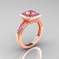 Renaissance Classic 14K Rose Gold 1.0 Carat Light Pink Sapphire Engagement Ring R220-14KRGLPS