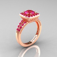 Renaissance Classic 14K Rose Gold 1.0 Carat Pink Sapphire Engagement Ring R220-14KRGPS