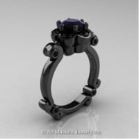 Caravaggio 14K Black Gold 1.0 Ct Black Diamond Engagement Ring R606-14KBGBD