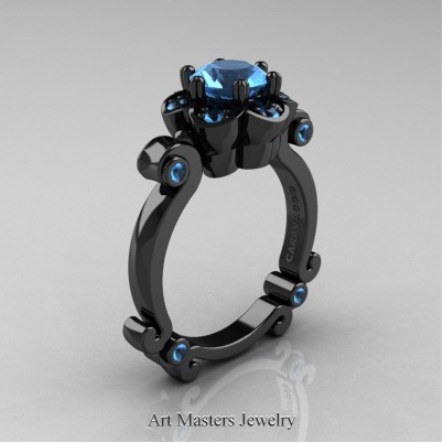 Art-Masters-Caravaggio-14K-Black-Gold-1-Ct-Blue-Topaz-Engagement-Ring-R606-14KBGBT-P-402×402