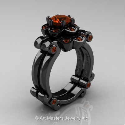 Art-Masters-Caravaggio-14K-Black-Gold-1-Ct-Brown-Diamond-Engagement-Ring-Wedding-Band-Set-R606S-14KBGBRD-P-402×402