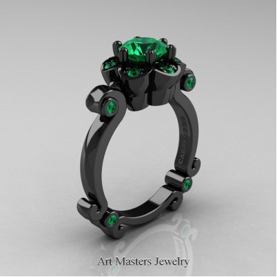 Art-Masters-Caravaggio-14K-Black-Gold-1-Ct-Emerald-Engagement-Ring-R606-14KBGEM-P-402×402