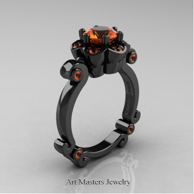 Art-Masters-Caravaggio-14K-Black-Gold-1-Ct-Orange-Sapphire-Engagement-Ring-R606-14KBGOS-P-402×402