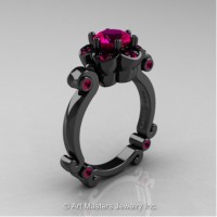 Caravaggio 14K Black Gold 1.0 Ct Rose Ruby Engagement Ring R606-14KBGRR