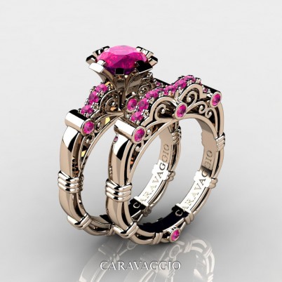 Art-Masters-Caravagio-14K-Rose-Gold-1-Carat-Pink-Sapphire-Engagement-Ring-Wedding-Band-Set-R623S-14KRGPS-P-402×402