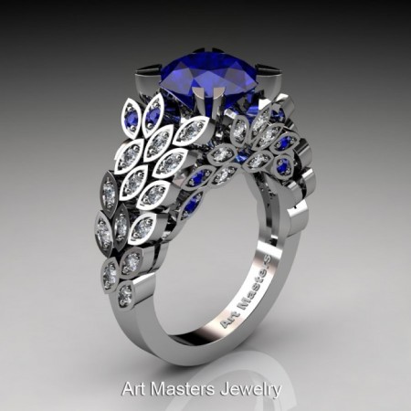 Art-Masters-Nature-Inspired-14K-White-Gold-3-Ct-Blue-Sapphire-Diamond-Engagement-Ring-Wedding-Ring-R299-14KWGDBS-P-700×700