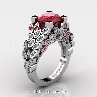 Art-Masters-Nature-Inspired-14K-White-Gold-3-Ct-Rubies-Diamond-Engagement-Ring-Wedding-Ring-R299-14KWGDR-P-402×402